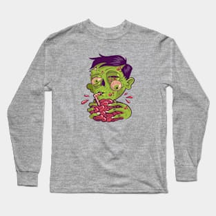 Zombie Milkshake Brain Illustration Long Sleeve T-Shirt